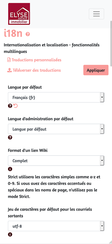 Advanced multilingual options and parameters